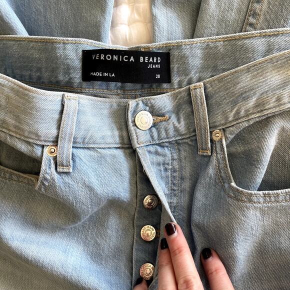 Veronica Beard Taylor Relaxed Wide Leg High Rise Jean in Aire Size 28 Light Blue - Picture 15 of 16
